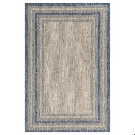 Homeroots 5 ft. 3 in. x 7 ft. 7 in. UV-Treated Polypropylene Grey & Denim Area Rug 353954